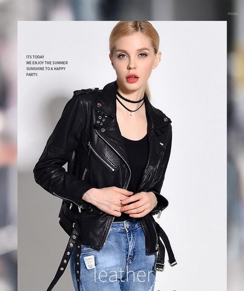 

2020 new genuine leather woman coat.fashion biker tanned sheepskin jacket,black slim leather clothes,sales1