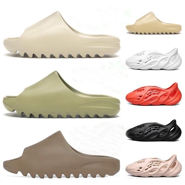 

kanye foam west clog sandals triple black white slides fashion slippers womens mens beach sandals flip flops size 36-45
