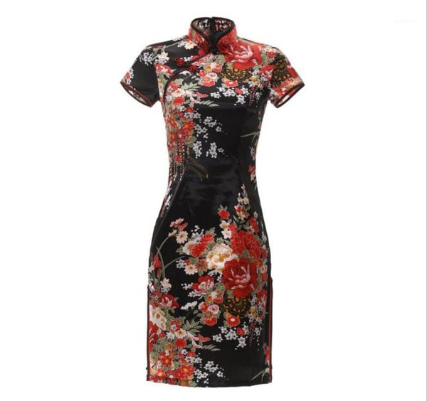 

elegant slim plus size qipao 2020 new chinese female rayon dress mandarin collar vintage cheongsam split s-3xl 4xl 5xl 6xl1, Red