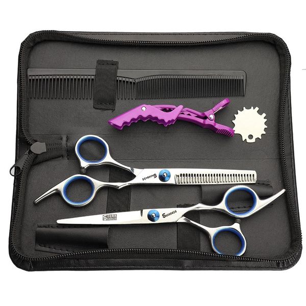 

резка профессиональные волос ножницы набор 6 дюймов 440c 6cr13 парикмахерская парикмахерского истончение ножницы kit barbearia синий фиолето