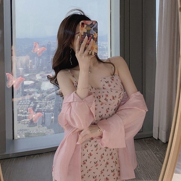 

n31p7 2020 в начале осени костюма slingskirt мода молодой богиня uk3fl изящной слинг слинг цветочных моды первой любовь два частей нового ве, Gray