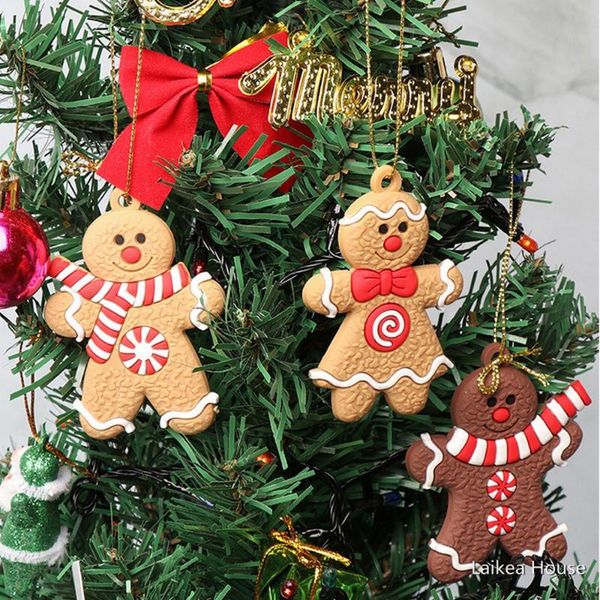 

christmas decorations 7.5cm gingerbread man tree ornaments 12pcs/set trees hanging pendant year home decoration gifts