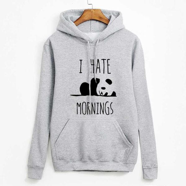 

tracksuis fashion women long sleeve hoodies 2019 moleton feminino fleece hoodies panda i hate mornings sweatshirt female1, Black