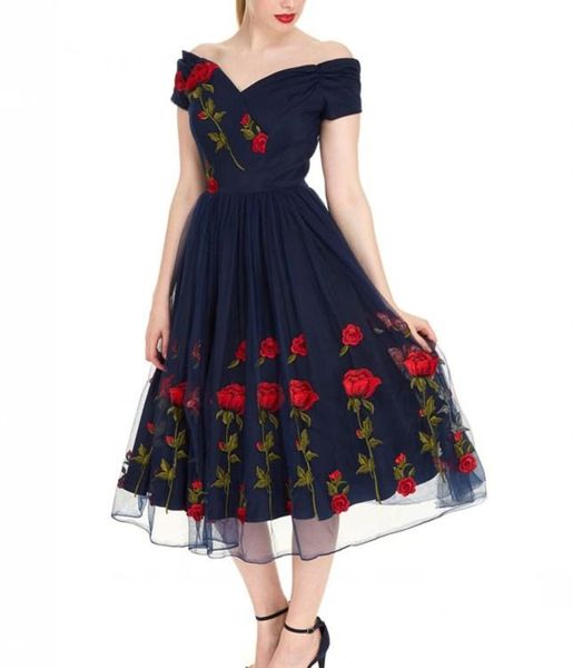 

party dresses plus size 5xl women dress vintage off shoulder mesh lace midi retro big swing causal embroidery, White;black
