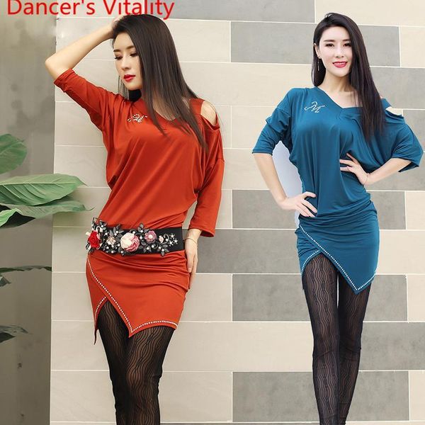 

belly dance pratice clothes autumn winter new dress oriental dancing beginner performance group stage training wear1, Black;red