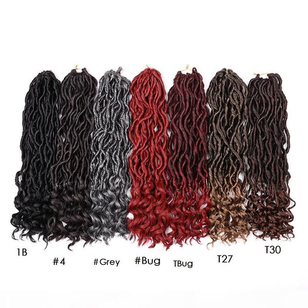 

18'' crochet braids synthetic goddess locs heat resistant crochet hair extensions 24strands pack bohemian locks crochet braids, Black