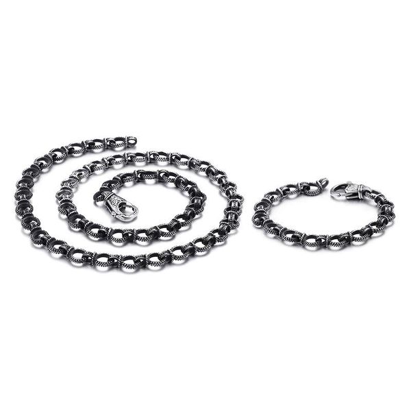 

domineering highlights personality wearing jewelry men's fashion titanium steel necklace bracelet does not fade, Silver