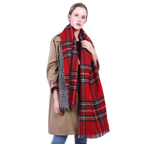 

scarves shoulder scarf foreign trade explosions fall/winter warm double check cashmere, Blue;gray