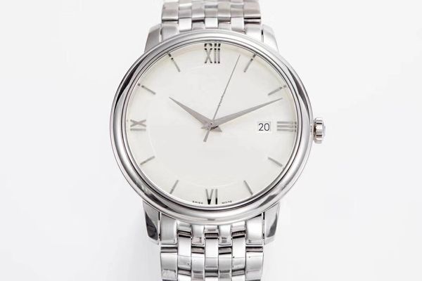 

classic mens automatic sports watches 40mm white dial sapphire glass 316l original strap luxury mens wristwatches, Slivery;brown