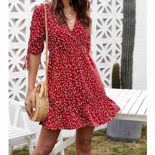 

casual dresses women's floral dress summer sleeve lace fresh v-neck clothing1, Black;gray