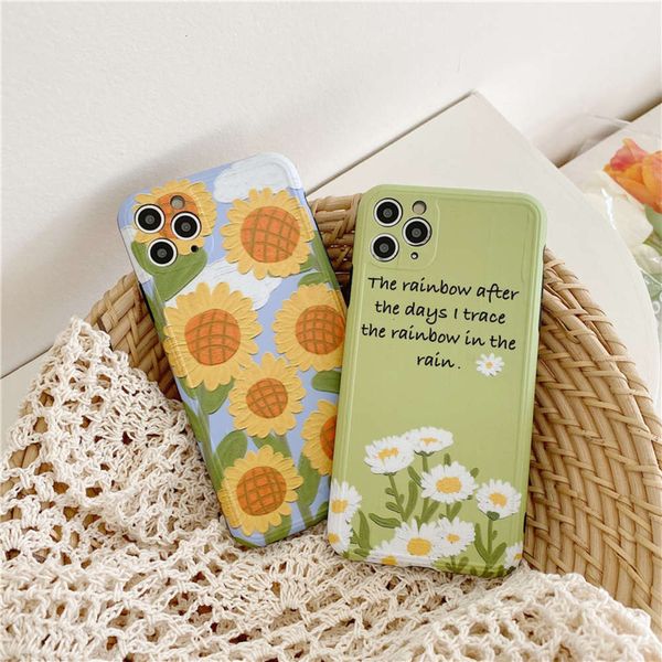 

qacase with sunflower and daisy dign, soft silicone case for vip 11 pro max 7 8 plus se 2020 x xr xs maxlk