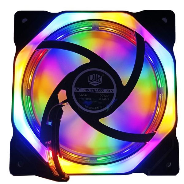 

new spider 2sides rainbow 120mm silent 12cm circle cpu led fan pc fan for computer case 12v multicolor cooler fans