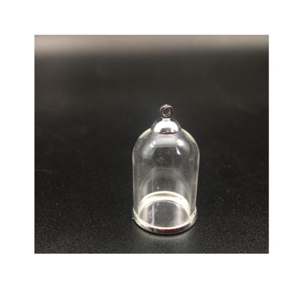 

5set 25*18mm hollow tube glass jar with silver setting tray beads cap set glass vials pendant craft display jewelry bbykba, Black