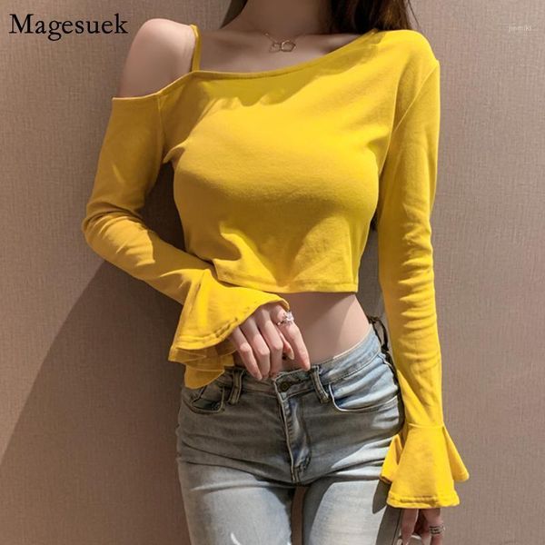 

autumn new cotton vintage long sleeve shirt skew collar off shoulder short women casual cotton white blouse femme 123391
