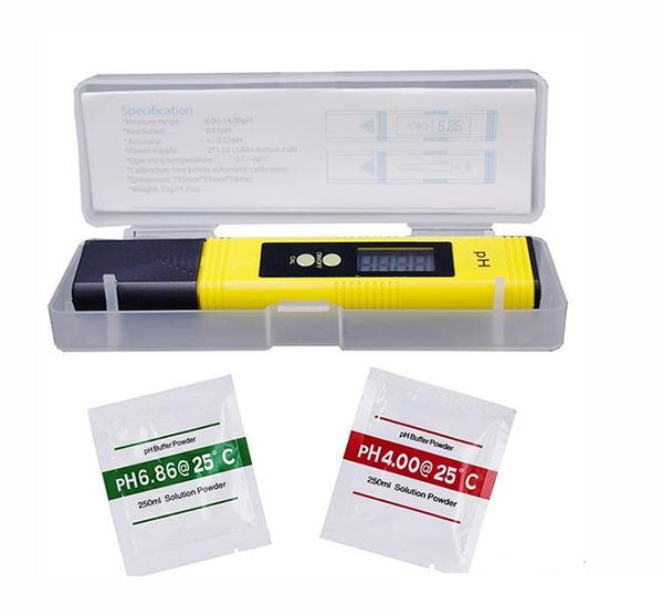 Novo Medidor de Ph digital Protable 0.00-14.0 Testador de pH para aquário Piscina Vinho Calibração automática Qualidade da água Monitor de medição