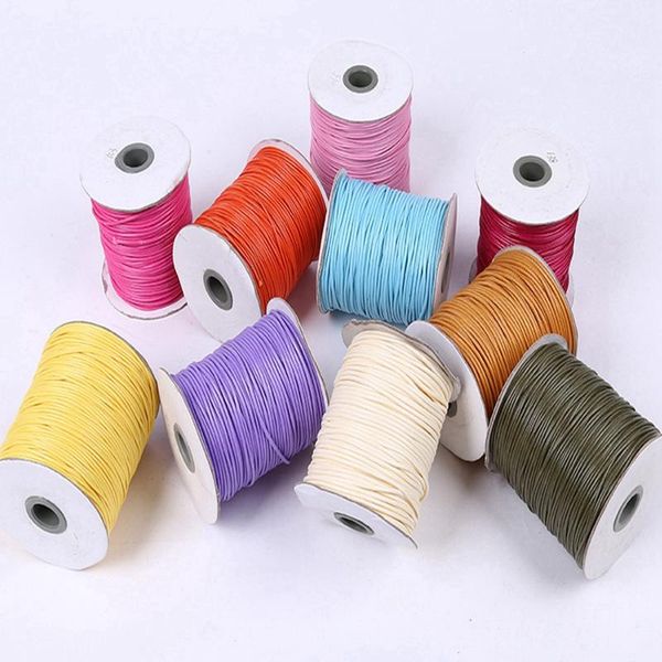 

50 metres korean waxed cord string thread 1mm for bracelet necklace 21 color, Black;white