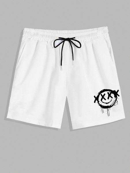 

men cartoon graphic drawstring waist shorts b4gl#, Black