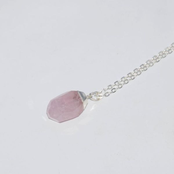 

pendant necklaces big natural rose crystal quartz necklace women 2021 chain pink crown stone egg, Silver