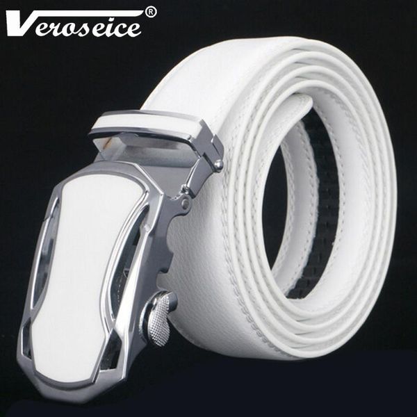 

veroseice] продажи смешанных модели из натуральной кожи белого ремешка автоматической пряжки мужских поясов воловьей ремни для мужчин waist, Black;brown