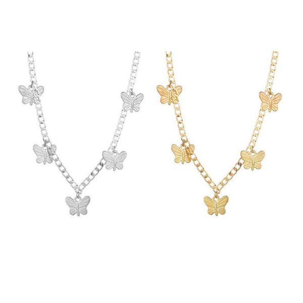 

chokers fashion butterfly choker vintage clavicle chain pendant necklace sweater dresses decorative women jewelry gifts, Golden;silver