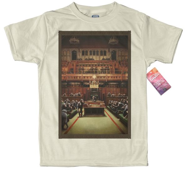 

sport monkey parliament t shirt design by banksy