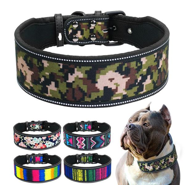 

reflective nylon dog collar adjustable pet collars for medium large dogs pitbull german shephe wmtvpe