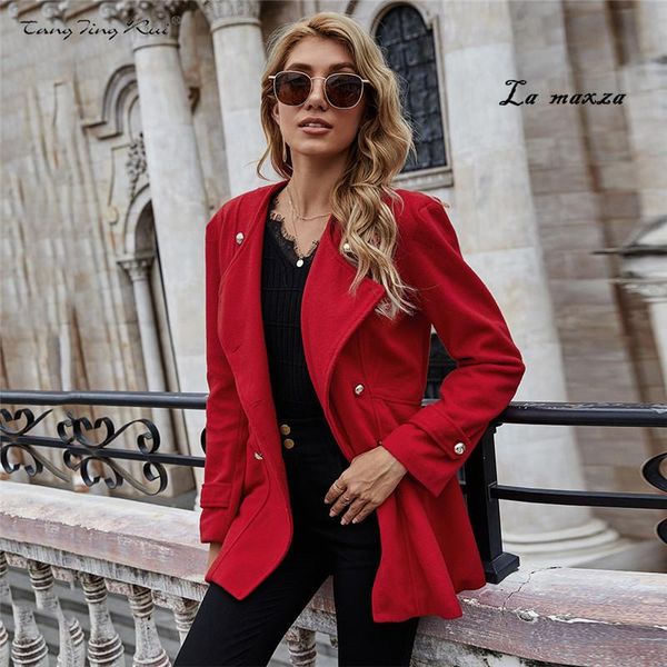 

2021 vintage red women blazer winter new fashion slim double breasted blazer for ladies, White;black
