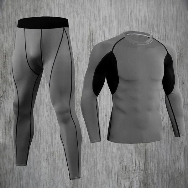 

new winter warm men's underwear quick-drying fleece long johns male compression men's running t-shirts fitness suit, Black;blue