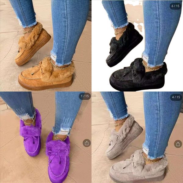 

m7cq6 women slippers mop cotton yarn winter warm house slippers cartoon plush snow boots plus velvet home non-slip elk cotton shoes woman, Black