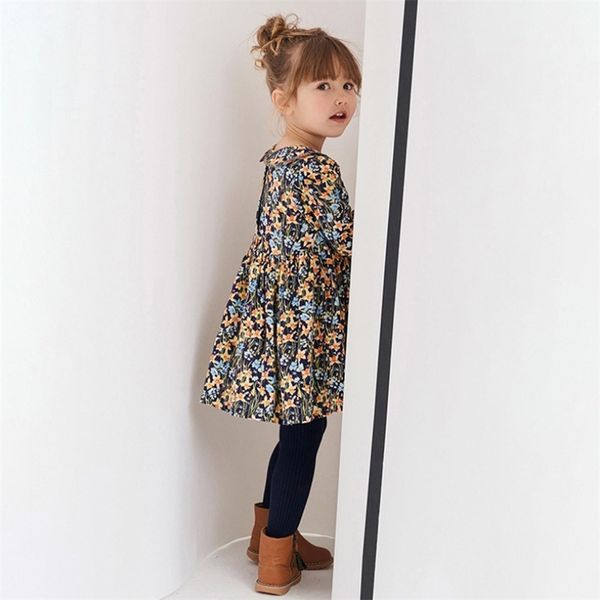 

little maven kids girls fashion brand autumn baby girls clothes draped dress cotton toddler girl flower print dress s0378 t200624, Red;yellow