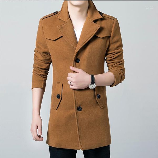 

winter 2019 men windbreaker men's trench coat men long section casual jacket brand clothing men's jackets xxxl size1, Tan;black