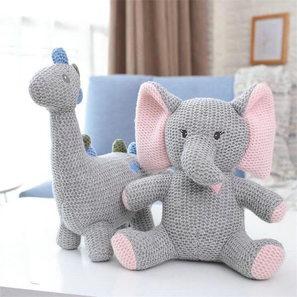 

nordic style ins knitted unicorns elephant bunny dinosaur stuffed toy toy safety bite baby toys infant sleeping appease doll y200623