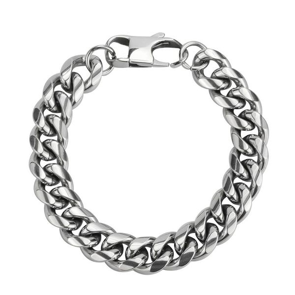 

men's bracelets stainless steel hip hop silver color curb cuban link chain bracelets for women fashion jewelry gift wholesale, Black