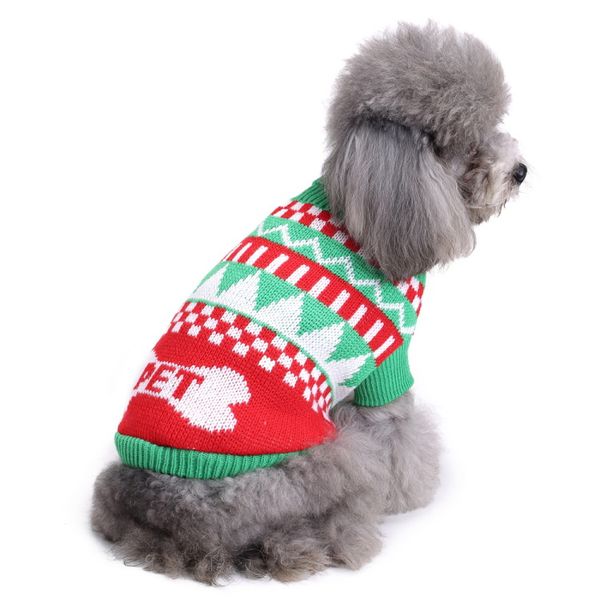 

pet dog clothes xmas holiday fashion snowflake print knitted sweater poodle schnauzer clothes dog pullover sweater