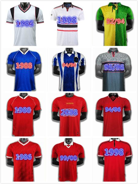 

man 07 08 90 92 retro final match home soccer jersey 1994 1998 ronaldo beckham cantona keane scholes giggs football shirt, Black;yellow