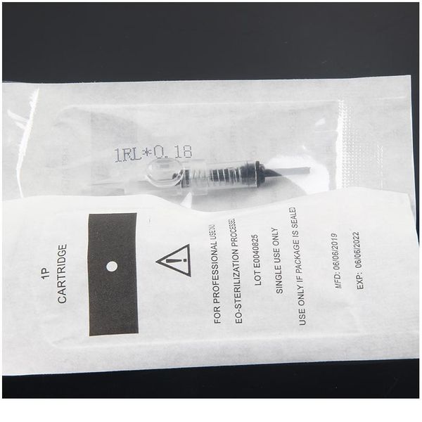 

100pcs easy click 600d-g tattoo needle 1rl 0.25mm disposable sterilized permanent makeup cartridge needles tips for eye qylvvw