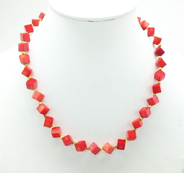 

promotion red coral necklace 18, Golden;silver