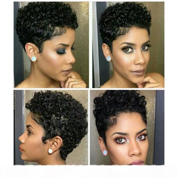 

short wigs brazilian virgin hair kinky curly hair lace front wigs human hair wigs short haircuts for black women lace frontal wig, Black;brown