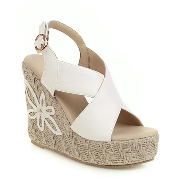 

large size 43 white wedge shoes sandals women high heels fashion platform shoes women sandals, Black