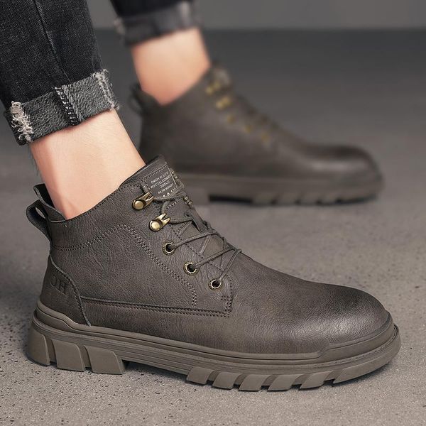 

ankle boots men fashion pu leather men shoes basic black boots buckle keep warm casual shoes winter botas de hombre