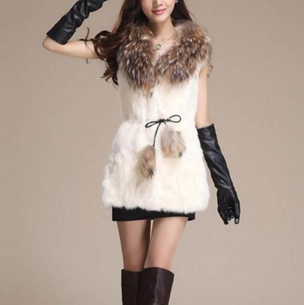 

women's fur & faux vest jacket women 2021 autumn winter imitation grass collar artificial slim coat outdoor, Black