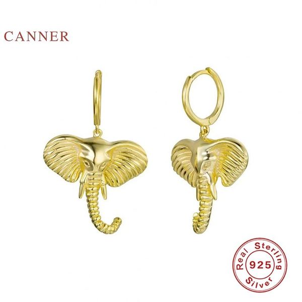 

hoop & huggie canner elephant exaggeration earrings hoops 925 sterling silver for women jewelry earring pendientes brincos, Golden;silver