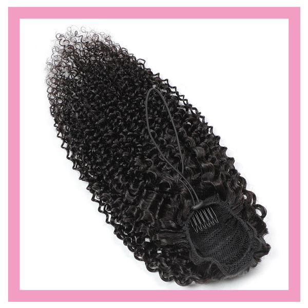 

peruivan 100 human virgin hair extensions kinky 824inch natural color pony tails curly ponytail wholesale 100g, Default