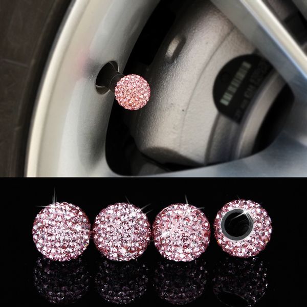

universal diamond-studded creative valve cap wheel bolt & nut valve core 4pcs/set