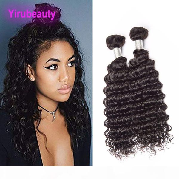 

9а малазийский human пучки волос норка наращивание волос две пьесы 2 связки deep wave extensions волос соткать double утки natural black, Black;brown