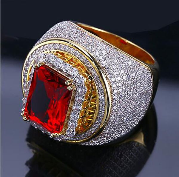 

factoryxhlomens iced out gold jewelry rings cool cz stone luxury deisnger men micro pave cubic zirconia simulated diamonds hip hop, Golden;silver