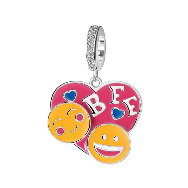 

original design s925 sterling silver love smiling face bracelet string beads diy oil drop charm beads pendant accessories for diy, Black