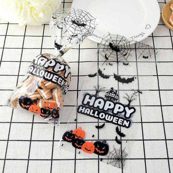 

50шт hallwoeen тыквы черепа cat candy bag прозрачные сумки целлофан фуд пластик пакет halloween party decor мешок подарка wmtwto comb2010