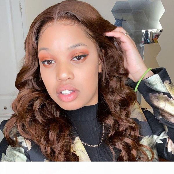 

dark chestnut brown body wave deep part 13x6 lace front human hair wigs with baby hair 180density 360 lace frontal wigs remy, Black;brown