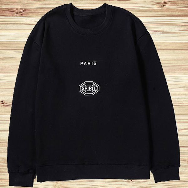 

men's round neck pullover fashion men's women's long sleeve hoodie ruler men's sweatshirt size m-xxl, Black